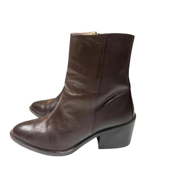 Zodiac Western Saloon Ankle Boots Brown Size 7 Stacked Heel Casual Booties - Picture 1 of 6